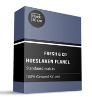 Hoeslaken - Flanel Katoen - 140x200cm - Navy - Fresh And Co - Dekbed-Discounter.nl