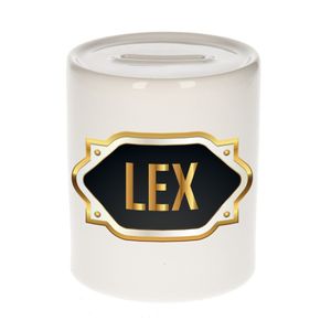 Naam cadeau spaarpot Lex met gouden embleem