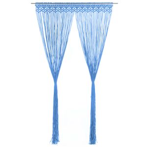 VidaXL Gordijn macramé 140x240 cm katoen blauw