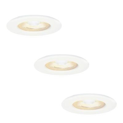 Set van 3 Nola LED inbouwspots - Lage inbouwdiepte (49mm) - 5 Watt 480 lumen - 2700K warm wit - Dimbaar - Rond - IP65 waterdicht voor binnen, buiten en badkamer - Wit