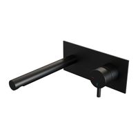 Brauer Black Edition Wastafelmengkraan inbouw - rechte uitloop links - hendel kort smal - afdekplaat - model B 1 - mat zwart 5-S-004-S5 - thumbnail