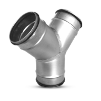 Y-stuk (broekstuk) Met Afdichtingsrubber Voor Spirobuis Ø080mm Met 45º Aftakkingen Ø080mm