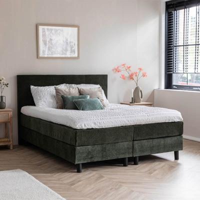 Boxspring Julia Rib Olijfgroen 180x200 Cm 180x200 Cm Incl. Montage Medium & Vlak Dekbed Discounter - Dekbed-Discounter.nl