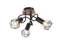 Globo PlafondlampXara I zwart met hout 3-lichts - 54802S-3DH