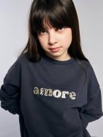 Oversized sweatshirt met luipaardprint voor meisjes JONEN antraciet