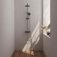 Regendoucheset Opbouw Brauer Gunmetal Edition 20 cm Thermostatisch met Handdouche 3-Standen Geborsteld Gunmetal Brauer