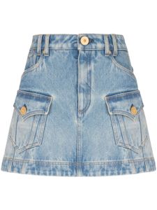 Balmain minijupe en jean à coupe évasée - Bleu