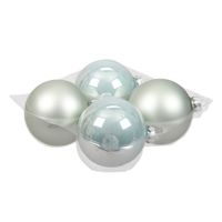 4x stuks glazen kerstballen mintgroen (oyster grey) 10 cm mat/glans