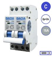 Kookgroep 16A GACIA M80N-2P2N-C16 inst. 2p+2n 16A 6kA (36mm) aansluiten kookplaat