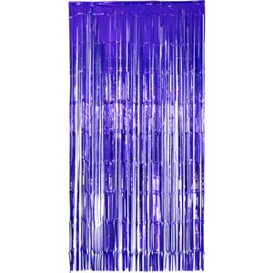 Folie deurgordijn versiering - blauw - 200 x 100 cm - Feestartikelen - Brandvertragend