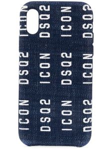 DSQUARED2 coque d'iPhone X à logo en denim - Bleu