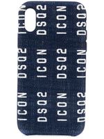 DSQUARED2 coque d'iPhone X à logo en denim - Bleu - thumbnail