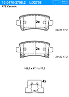 Remblokkenset, schijfrem ATE Ceramic ATE, u.a. fÃ¼r Vauxhall, Opel