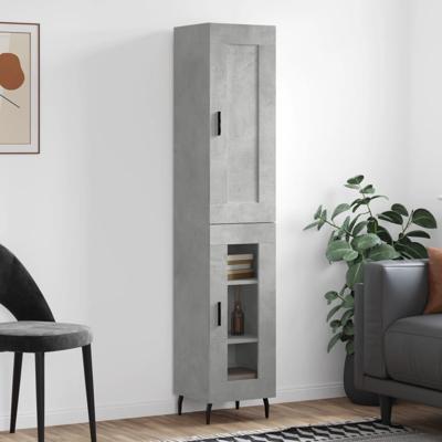 Hoge kast 34,5x34x180 cm bewerkt hout betongrijs