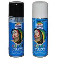 Set van 2x kleuren haarverf/haarspray van 111 ml - Zwart en Wit