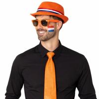 Verkleed oranje Trilby hoed - volwassenen - Koningsdag/Nederland - met vlag schminkstift - supporter