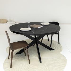 Stalux Ronde Eettafel Daan - zwart / zwart marmer