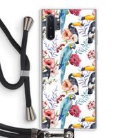 Bloemen tukan: Samsung Galaxy Note 10 Plus Transparant Hoesje met koord