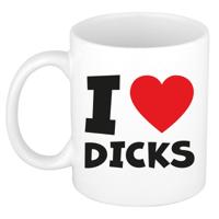 Cadeau koffie/thee mok - rood - I love dicks - pride / gay - 300 ml - keramiek
