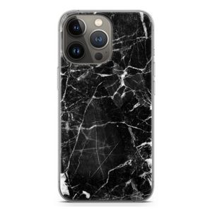 Zwart Marmer 2: iPhone 13 Pro Transparant Hoesje