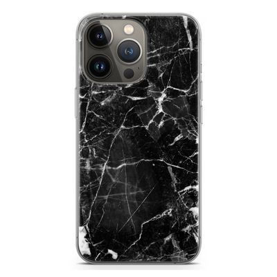Zwart Marmer 2: iPhone 13 Pro Transparant Hoesje