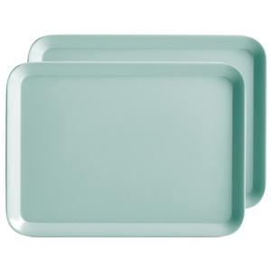Zeller dienblad - 2x - rechthoek - aqua blauw - kunststof - 24 x 18 cm