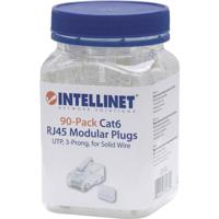 Intellinet Kabel Intellinet verpakking van 90 stuks Cat6 modulaire RJ45-stekkers UTP 3-voudige klem voor massieve draad 90 stekkers in pot 790604 Krimpcontact
