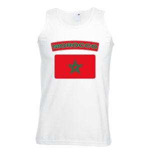 Singlet shirt/ tanktop Marokaanse vlag wit heren