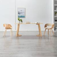 Eetkamerstoel gebogen hout en kunstleer crmekleurig
