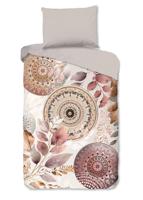 HIP Dekbedovertrek "mandalas & bladeren" - Grijs - (140x200 cm) - Katoen Satijn