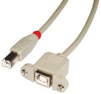 LINDY USB-kabel USB 2.0 USB-B stekker, USB-B bus 1.00 m Grijs 31801