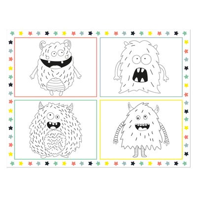 Folat BV kleurplaat placemat monster bash, 6st.