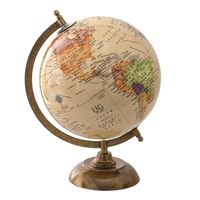 Clayre & Eef Wereldbol 22x30 cm Beige Hout Metaal Globe Beige Globe - thumbnail