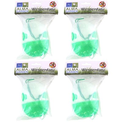 Wespenvanger/wespenval - 4x - groen - kunststof - ophangbaar - 12 cm