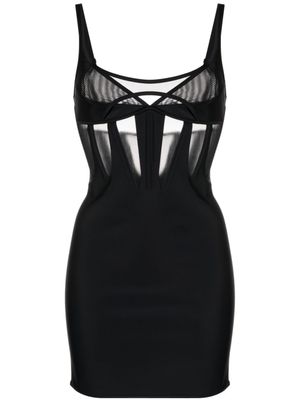 Mugler robe-corset à empiècements - Noir