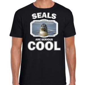 Dieren grijze zeehond t-shirt zwart heren - seals are cool shirt