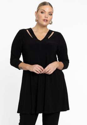 Yoek Tuniek wide bottom cutout | Zwart | Maat 54/56