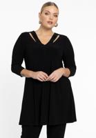 Yoek Tuniek wide bottom cutout | Zwart | Maat 50/52