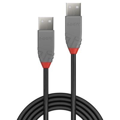 Lindy 36694 3m USB A USB A Mannelijk Mannelijk Zwart, Grijs USB-kabel