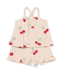 HEMA Baby Kledingset Badstof Kersen Ecru (ecru)