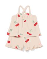 HEMA Baby Kledingset Badstof Kersen Ecru (ecru)