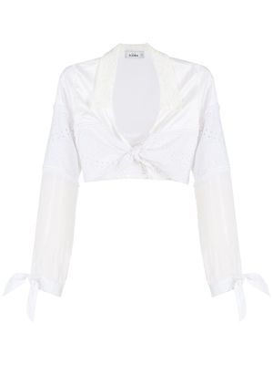 Amir Slama chemise crop à design noué - Blanc