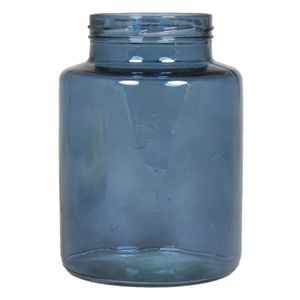 Bloemenvaas - blauw/transparant glas - H25 x D17 cm