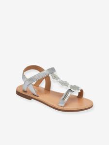 Leren kindersandalen met klittenband Ibuscus LES TROPEZIENNES® PAR M. BELARBI zilver