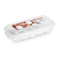 Eierdoos - koelkast organizer eierhouder - 10 eieren - transparant - kunststof - 27 x 12,5 cm   -