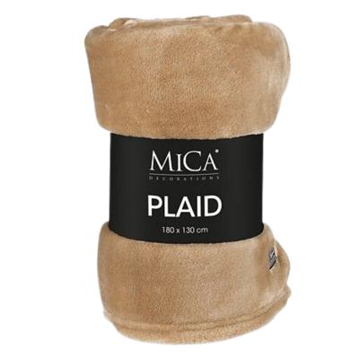 Fleece deken - lichtbruin - 130 x 180 cm - polyester - Famke - plaid Fleece deken - lichtbruin - 130 x 180 cm - polyester - Famke - plaid
