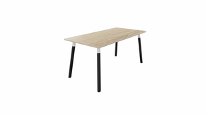 Tafel 8711 recht - 200 x 80 cm. - Wit - Eiken YT49a - Beuken donker