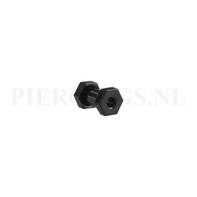 Tunnel zeshoek zwart 4 mm 4 mm