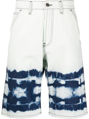 MSGM short en denim à imprimés abstraits - Bleu