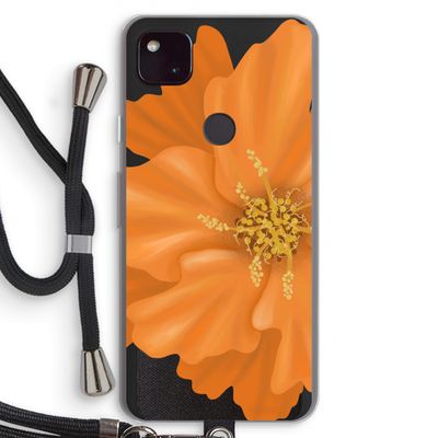 Orange Ellila flower: Pixel 4a 5G Transparant Hoesje met koord